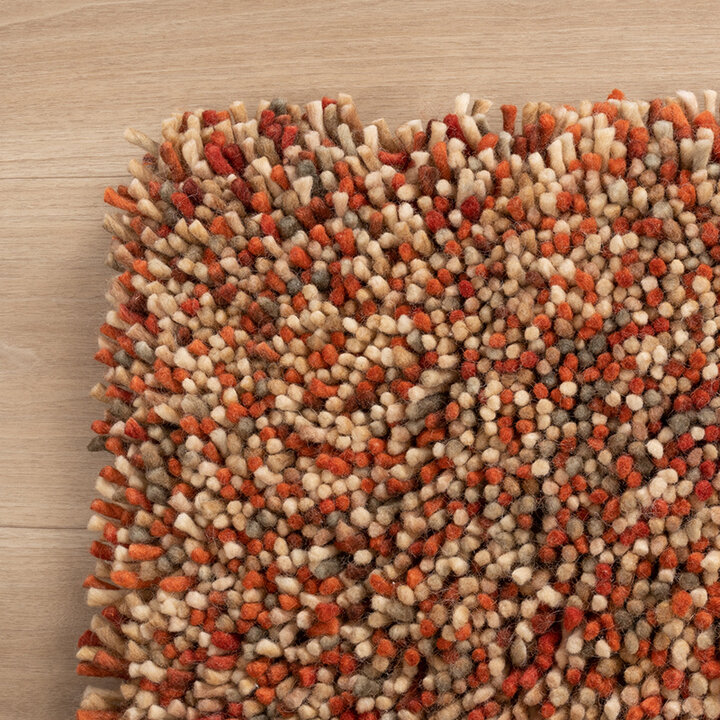 Hoogpolig wollen vloerkleed - Elin Rood/Terra