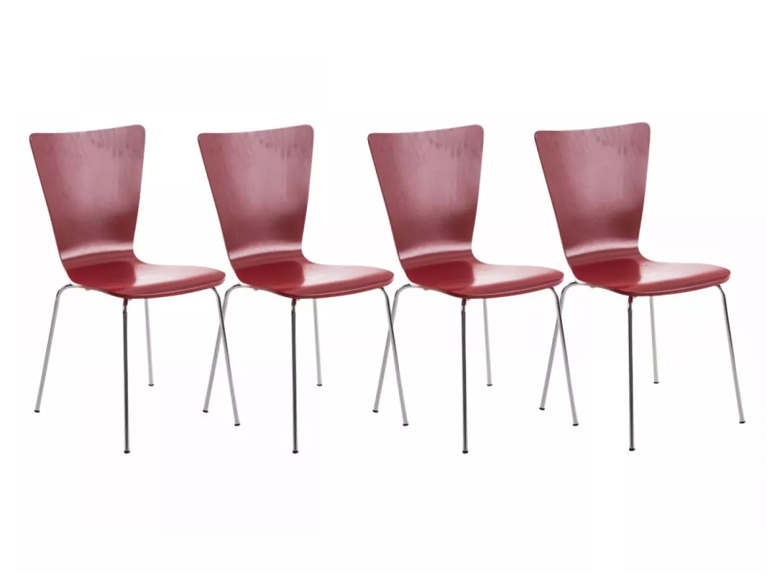 Lot de 4 Chaise de conférence - Bois & Nature - Rouge - Aaron