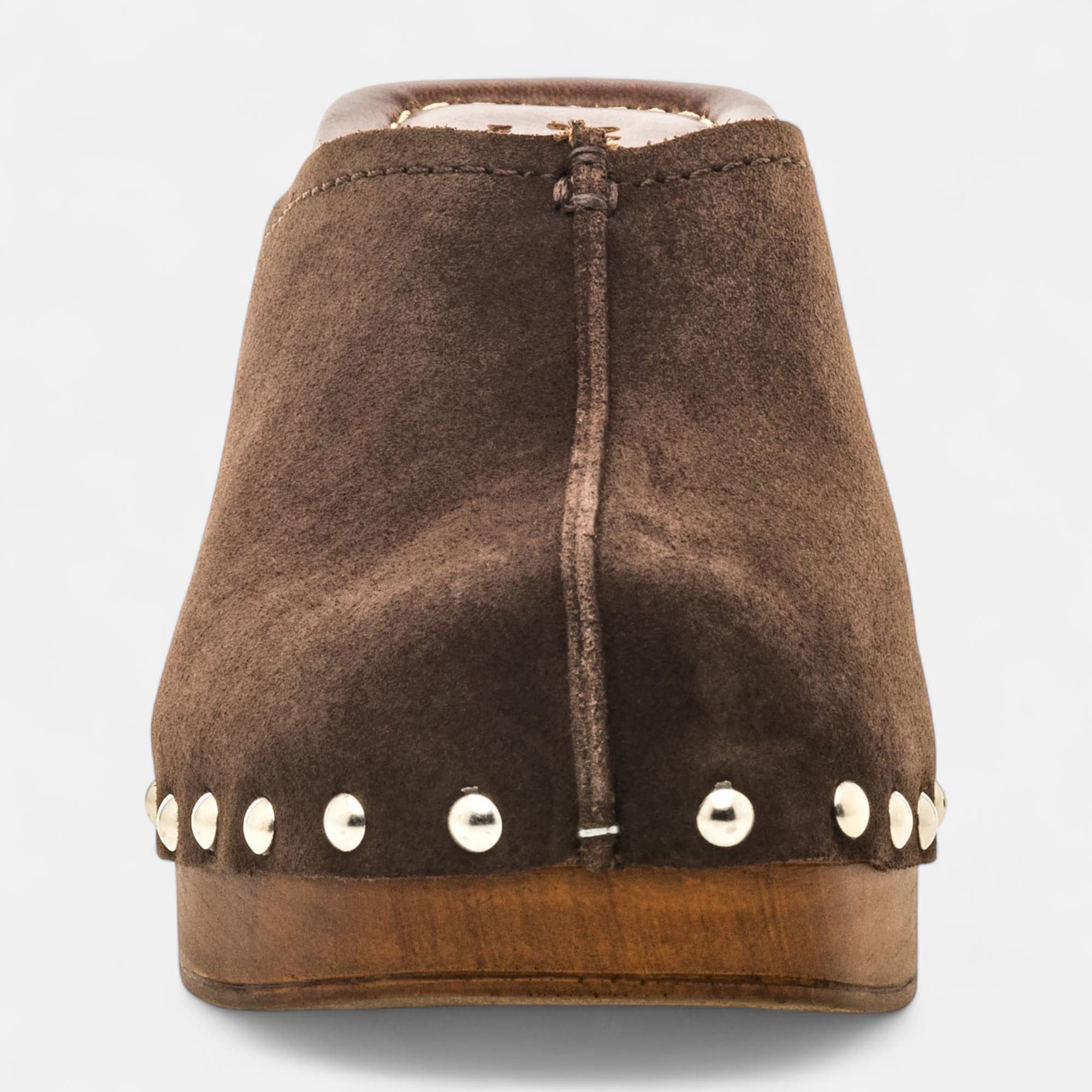 Chaussures semelle bois à talon Femme en cuir marron