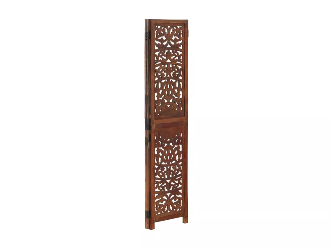 Cloison de séparation 3 panneaux Marron 120x165cm Bois manguier
