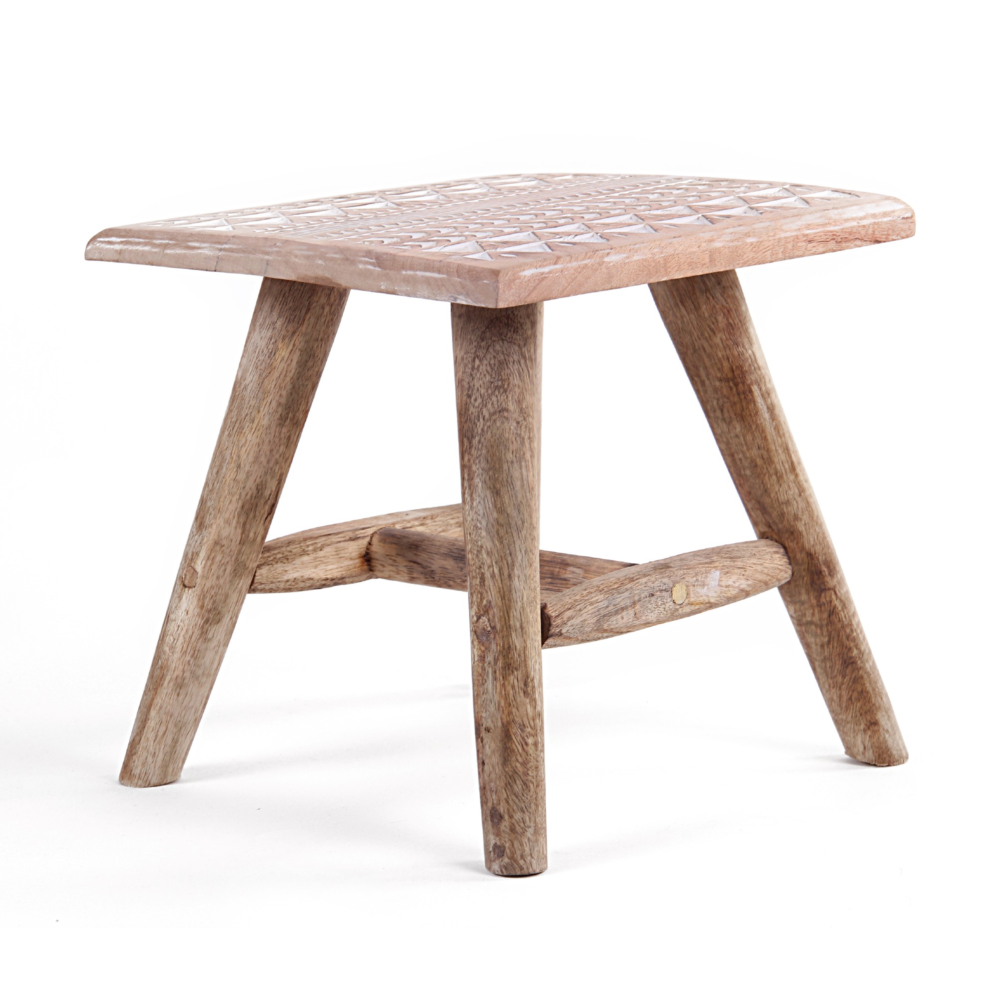 Hocker 'Graphic' Mangoholz, natur, T 25 cm, B 25 cm, H 25 cm von fischer's lagerhaus