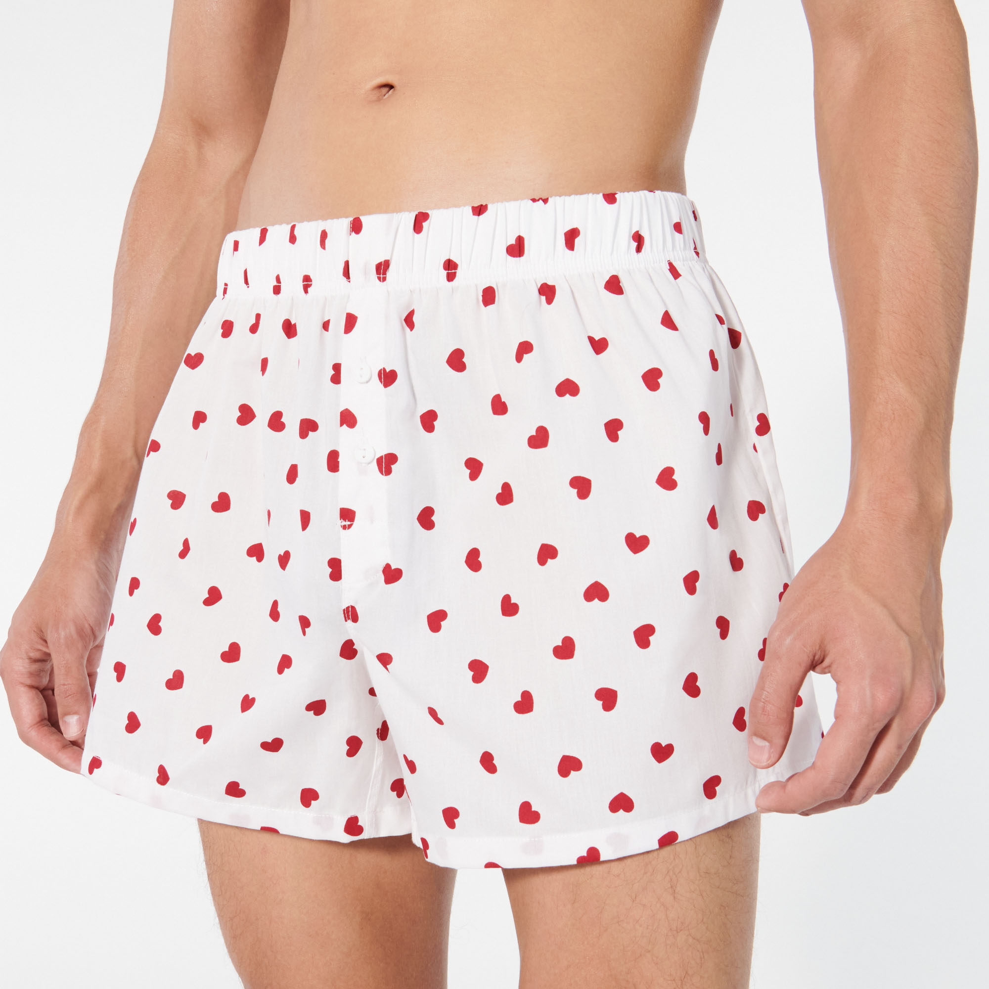 Caleçon à motifs coeurs en coton