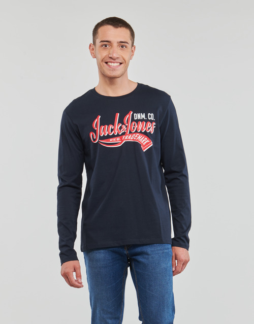 Jack & Jones - JJELOGO TEE LS O-NECK 2 COL AW23 SN - Marine