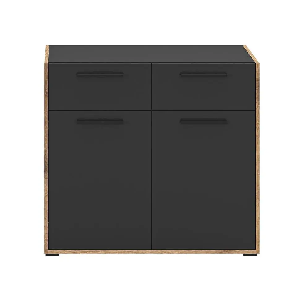 Hioshop Bueno kommode 2 deuren- 2 lades donkergrijs