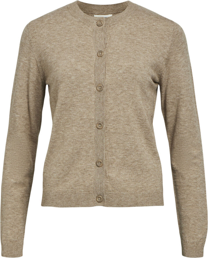 Object OBJTHESS L/S SHORT CARDIGAN NOOS Desert taupe/melange