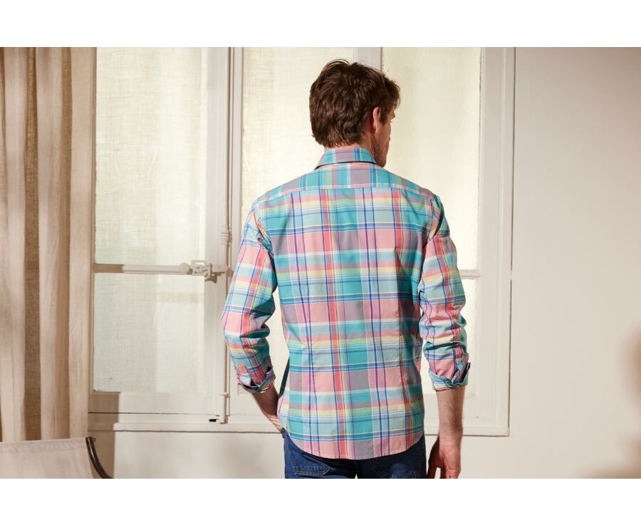 Chemise à carreaux homme verte et bleue - MALVYN