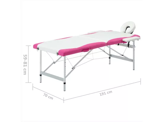 Table de massage pliable blanche 191 x 70 x 59 cm 02_0001804