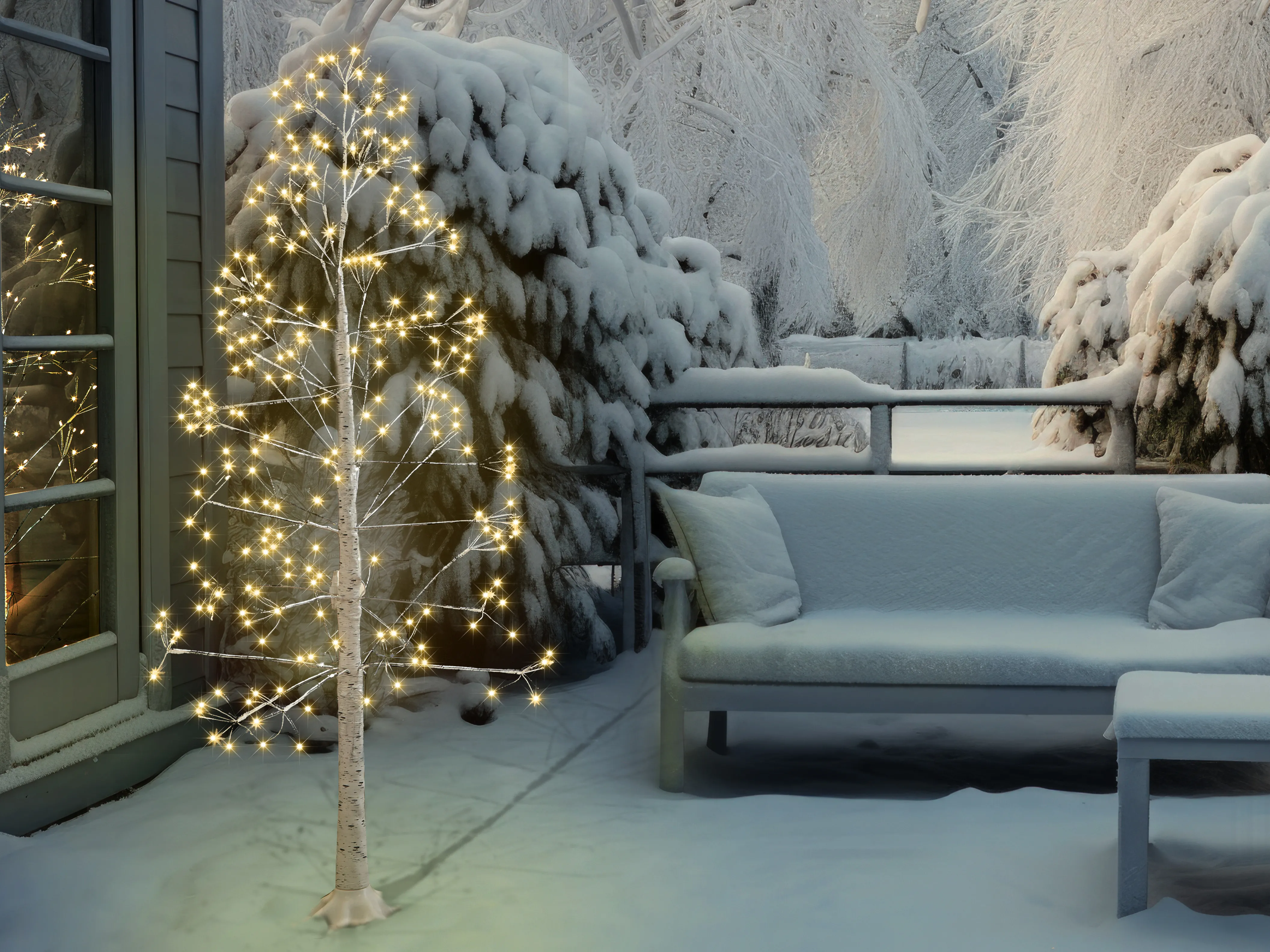 Buitendecoratie LED ALBIONI Boom 180 cm Wit