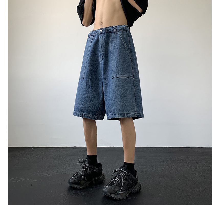 Hushgrain - Denim shorts met hoge taille en wijde pijpen