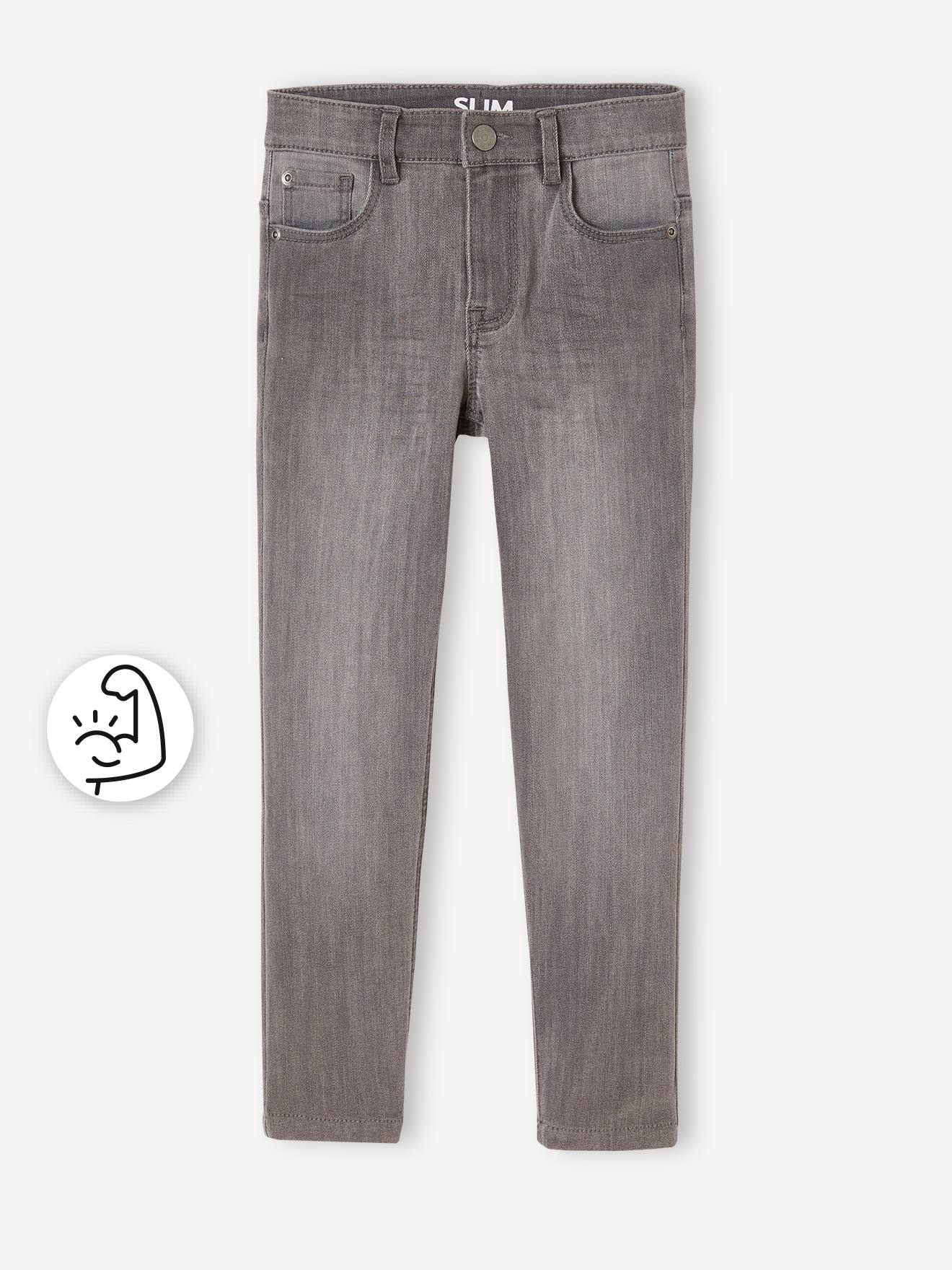 Calça jeans slim indestrutível para meninos, azul escuro liso