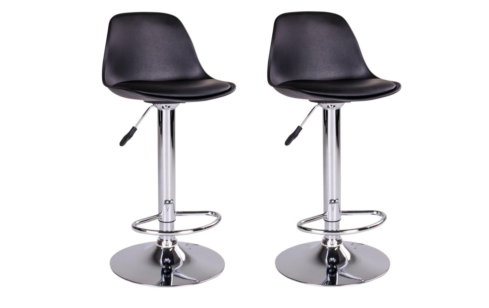 Barhocker Trondheim 2 Stück, 41 x 104 cm, Chrom/Schwarz<br>Barstühle mit Fussstütze