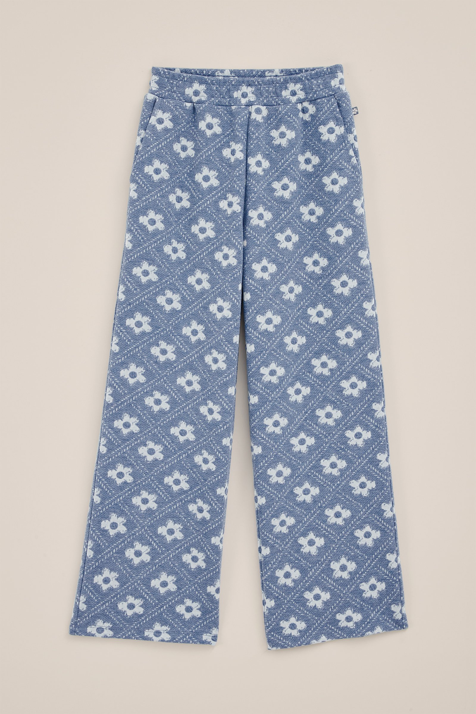 Meisjes broek met jacquard-dessin WE Fashion Blauw