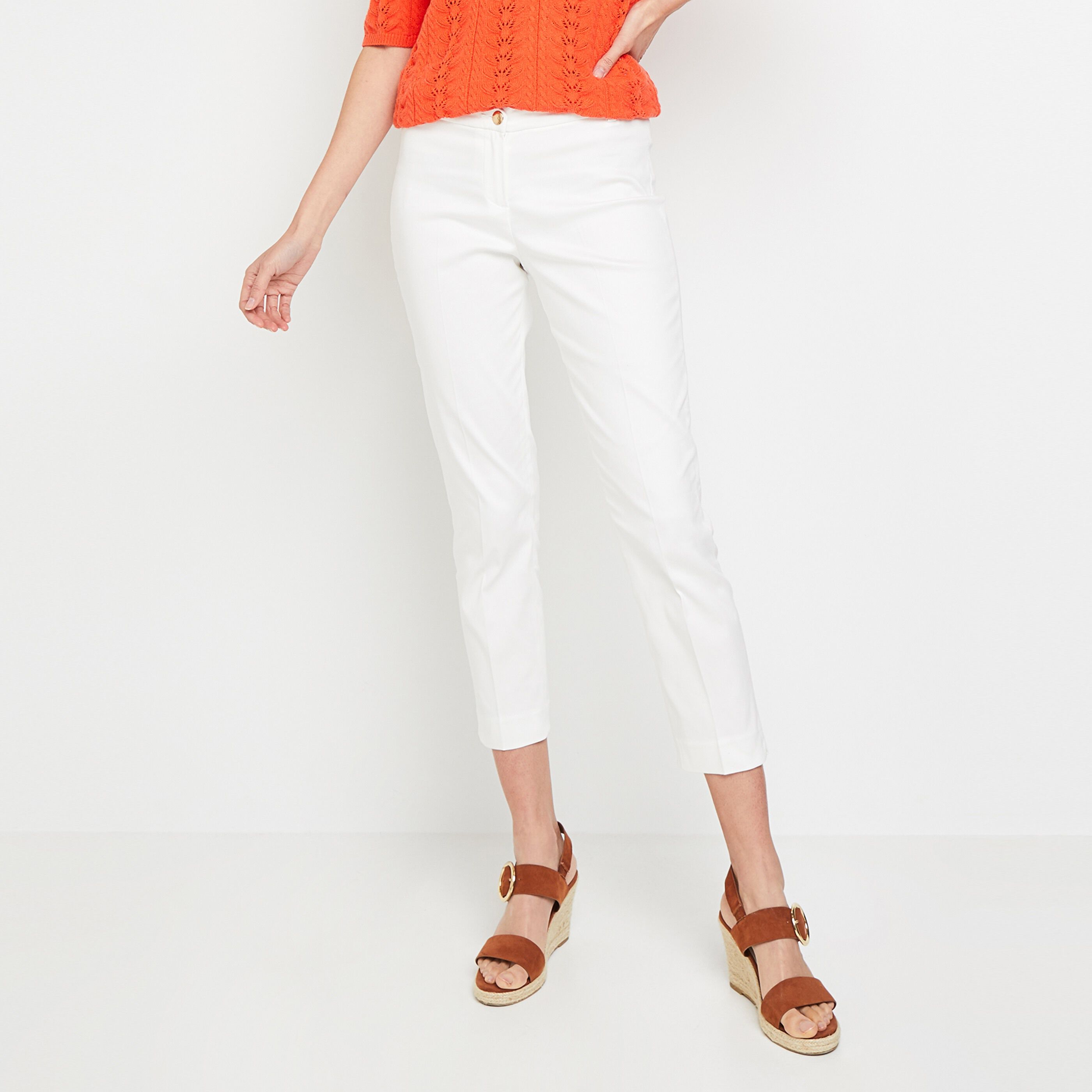 Pantalon raccourci femme - BLANC