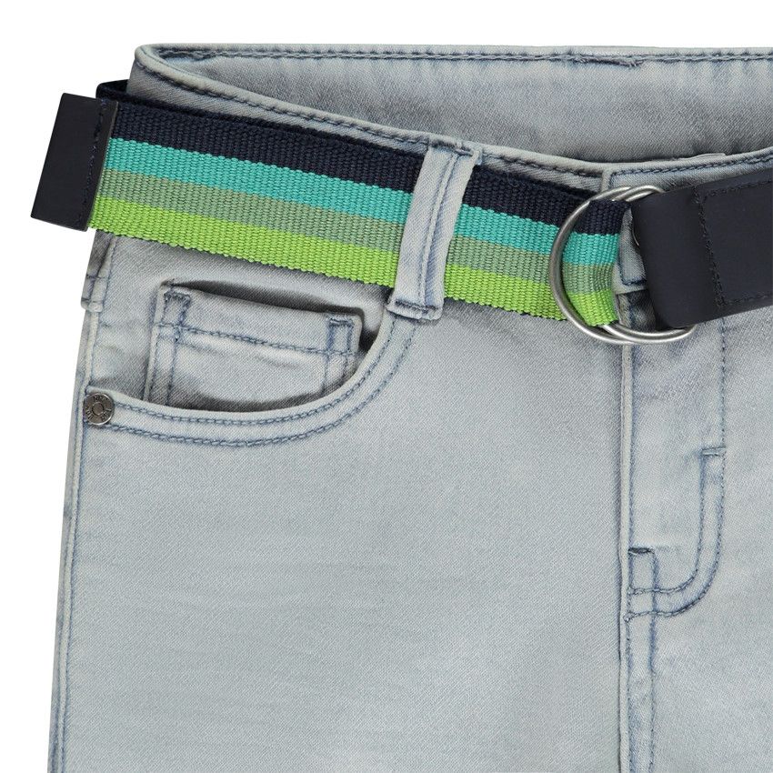 Bermuda effet jean avec ceinture amovible pour garçon - Bleu