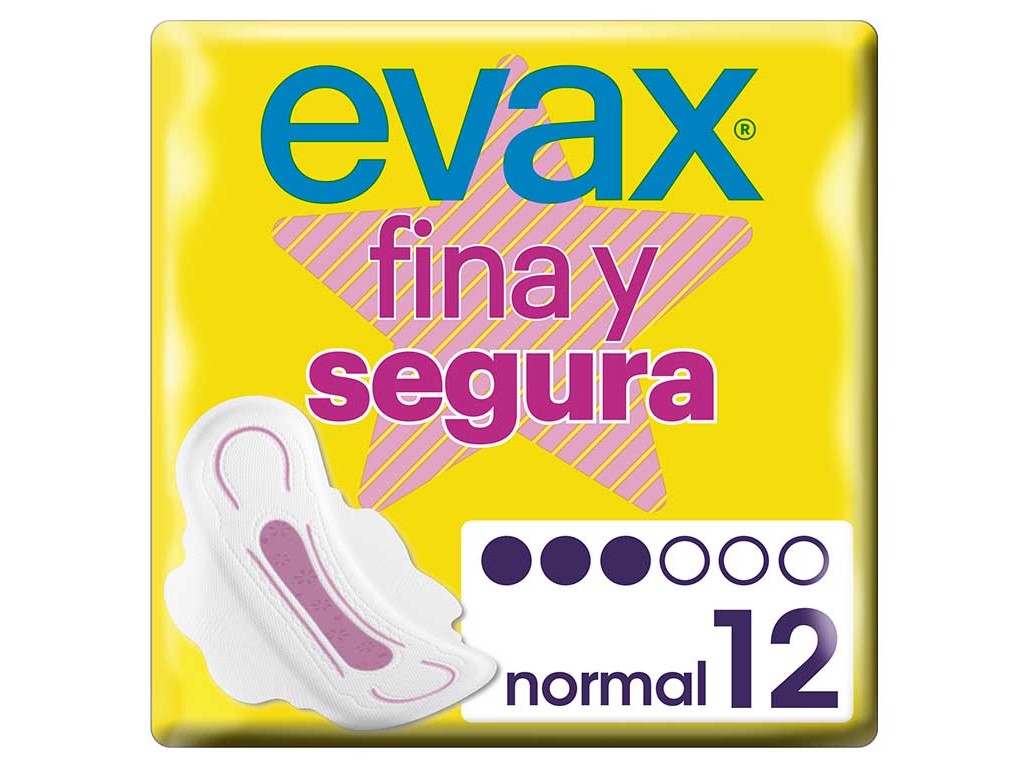 PENSOS HIGIÉNICOS FINA & SEGURA NORMAL ALAS EVAX 12UN