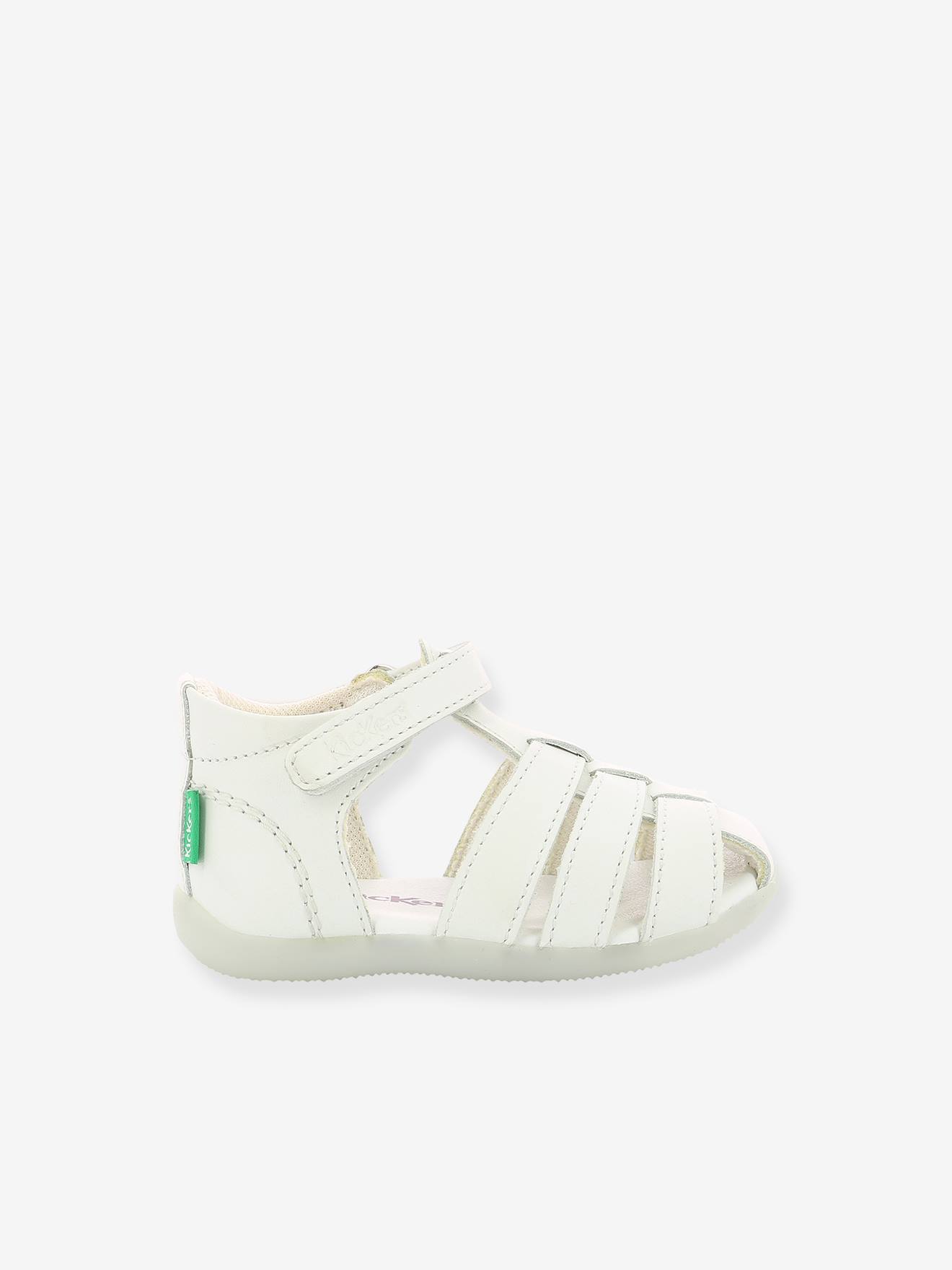 Sandálias de couro infantil KICKERS® Bigflo-2 Iconique Biboo, brancas