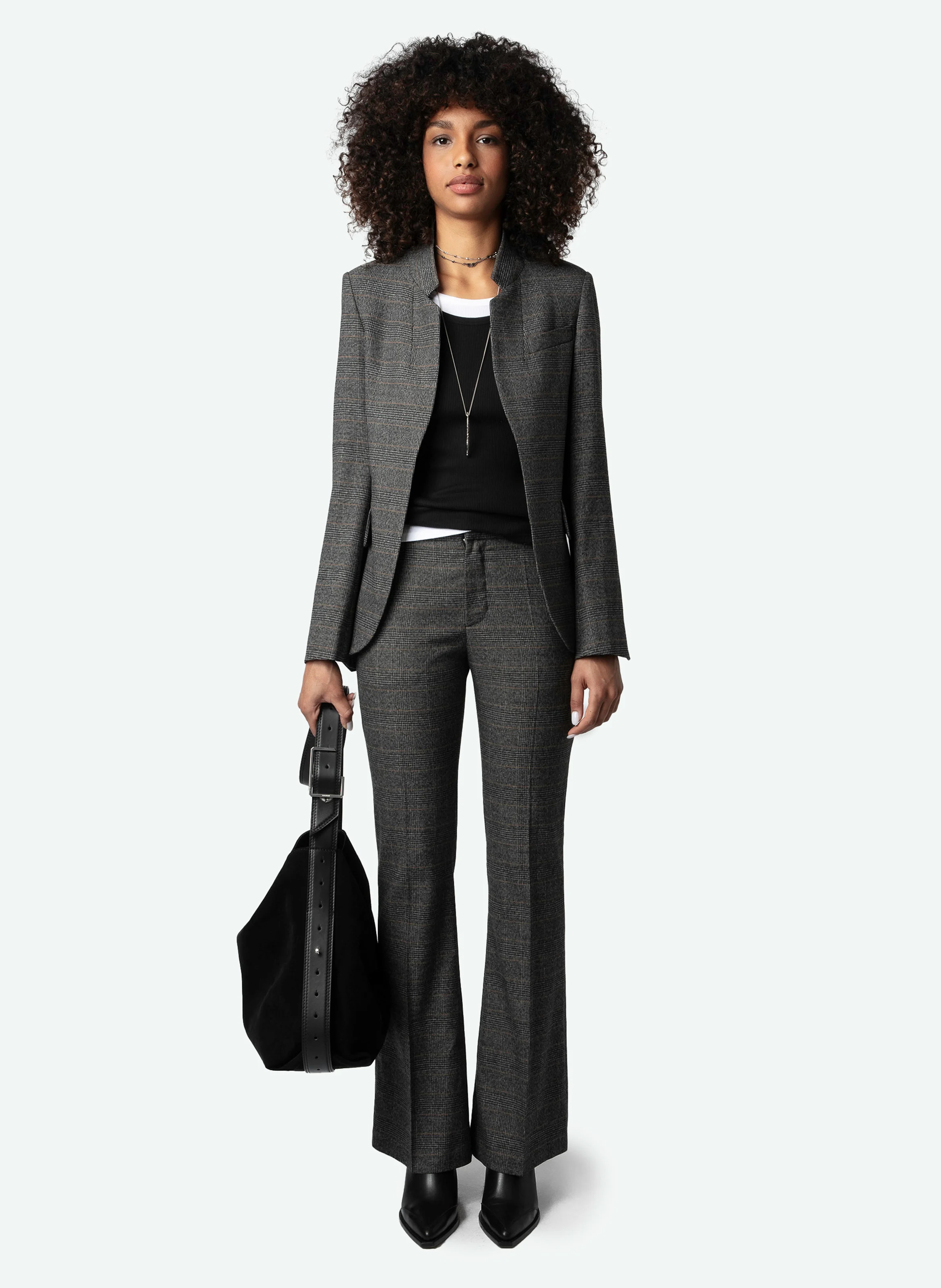 VERY - Blazer col montant droit en fibres recyclées mélangées | Gris