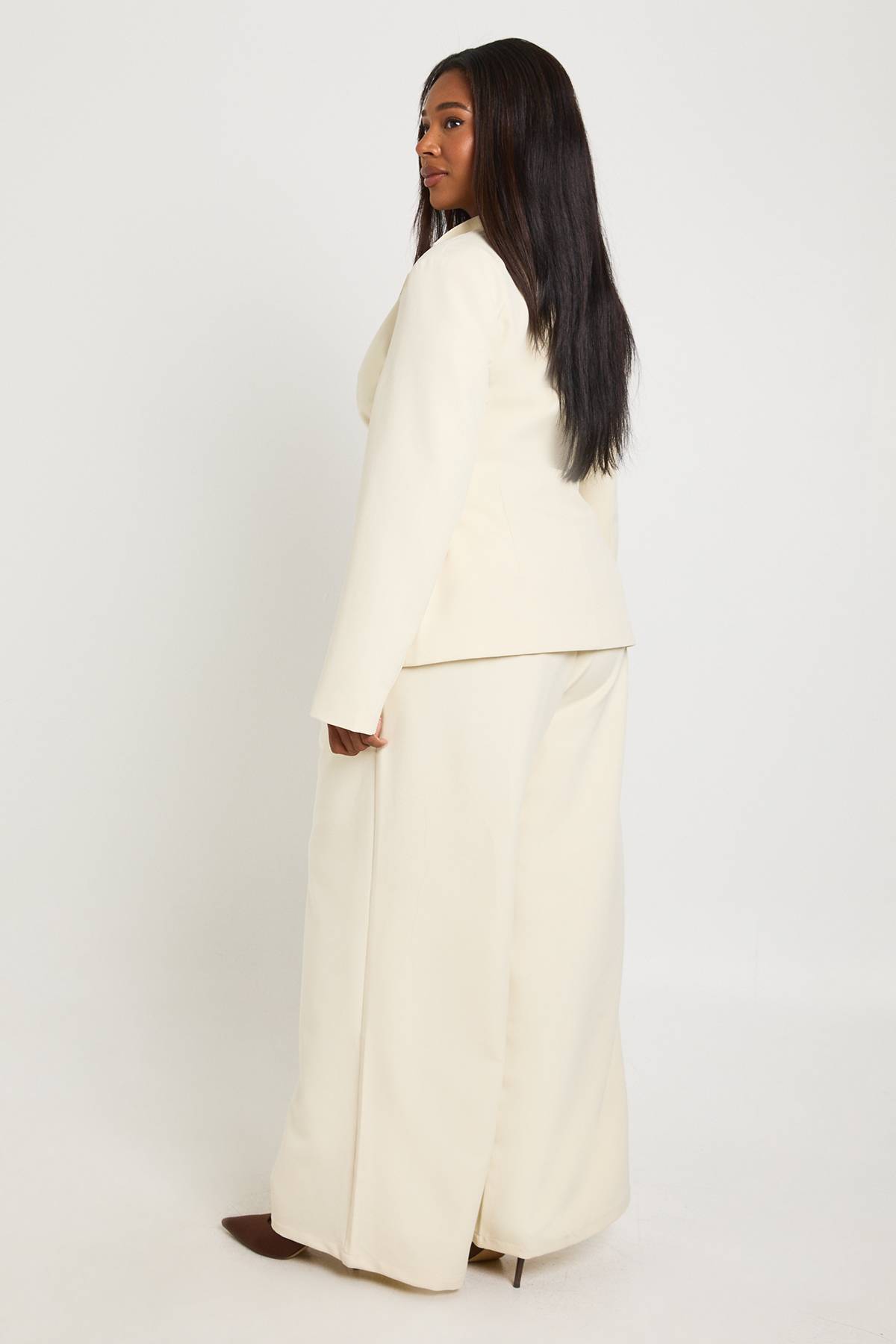 boohoo Pantalon Large Tailleur Grande Taille