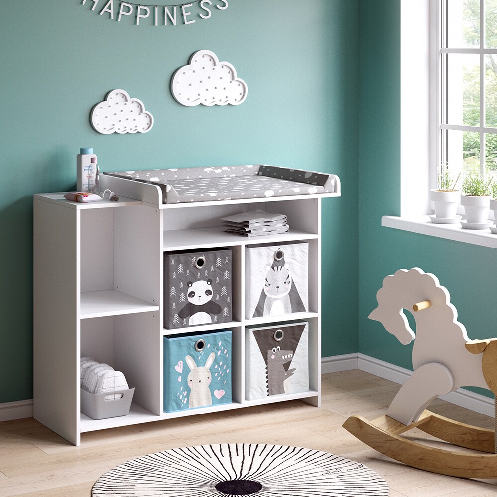 Vicco Wickelkommode Babykommode Wickeltisch Oskar Simple Weiß Kinder-Faltboxen