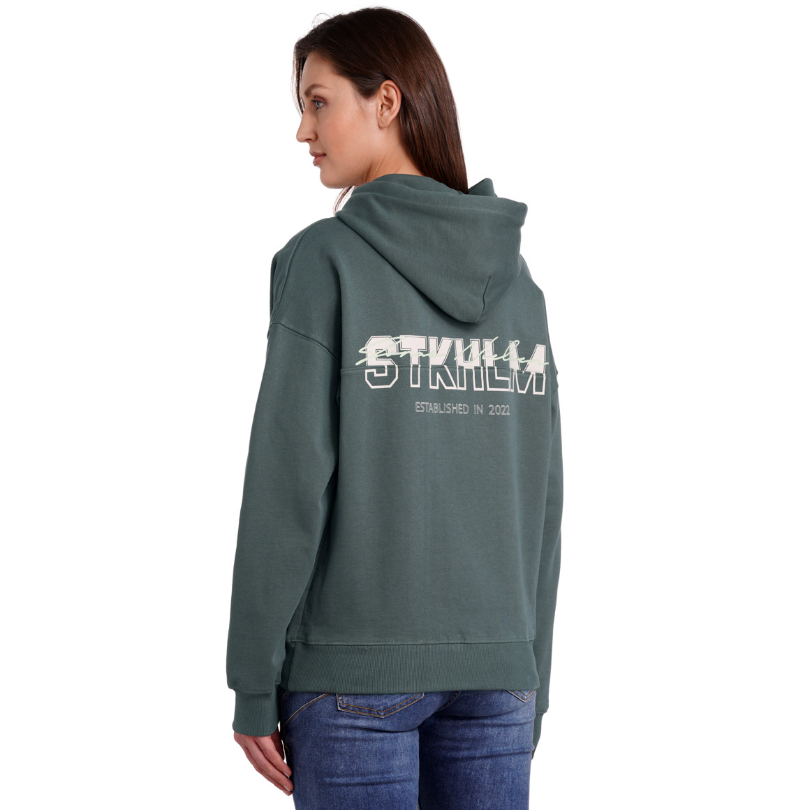 Jonas Nielsen Damen Hoodie mit Logo-Stickerei dunkelgrün