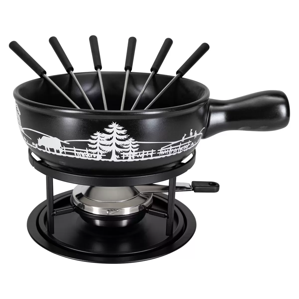Käsefondue-Set Wiese schwarz schwarz,weiss