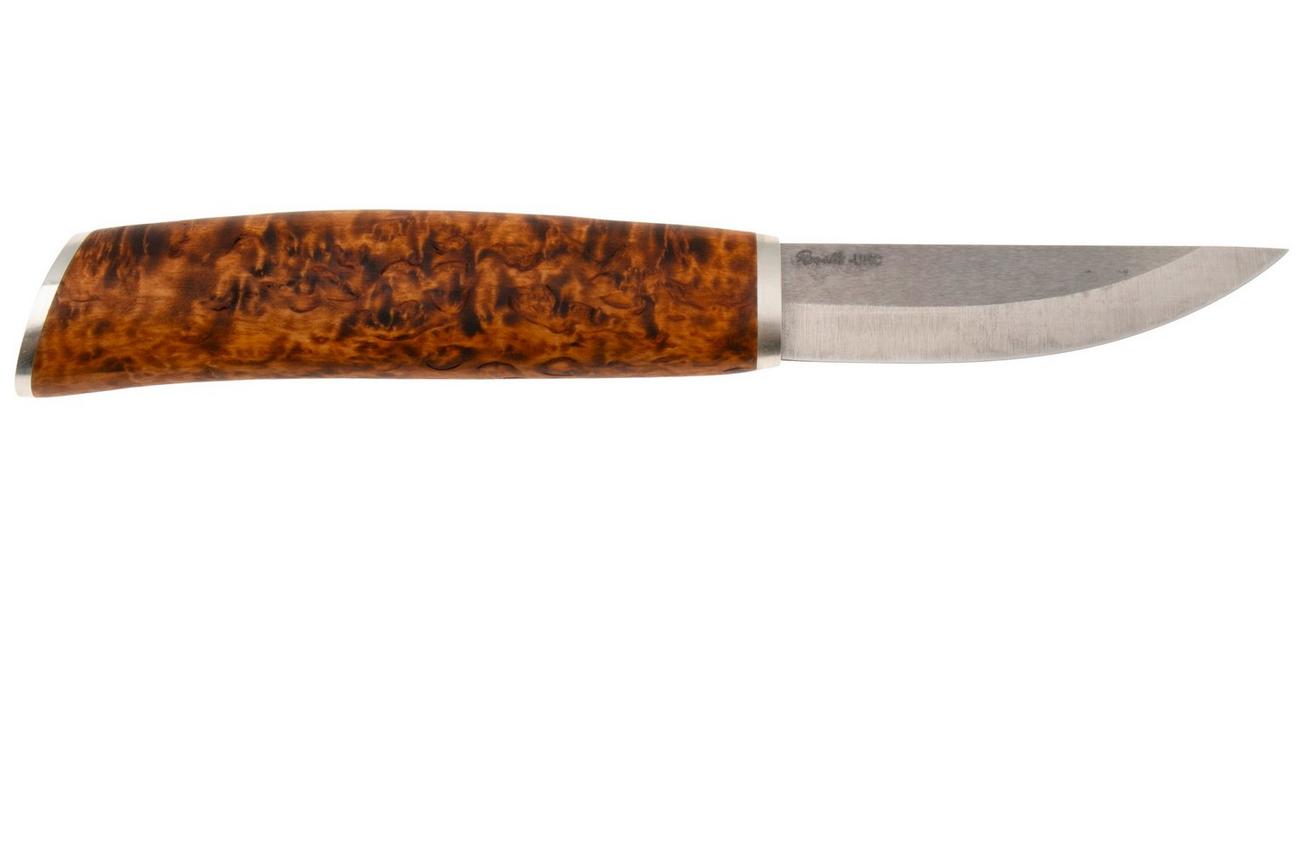 Roselli Carpenter knife RIRW210S Satin UHC, Curly Birch Silver Ferrule, vaststaandmes