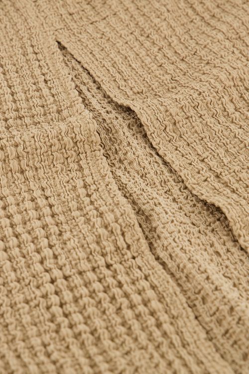 Beige maxi jurk met structuur & split
