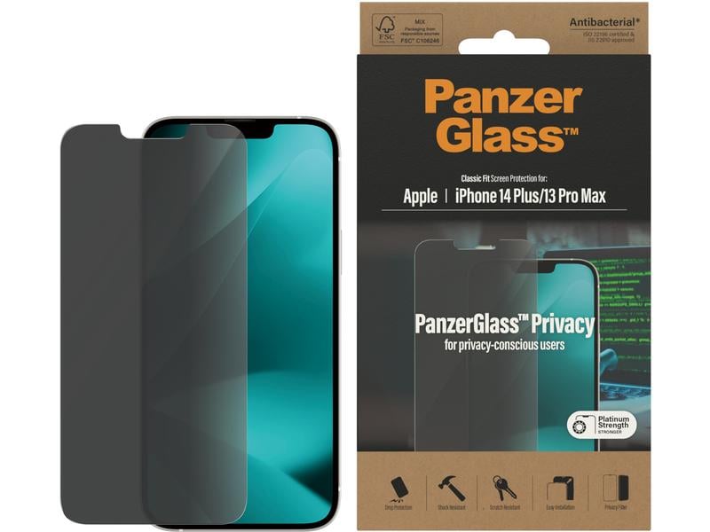 Panzerglass Displayschutz Classic Fit Privacy iPhone 13 Pro Display-Schutzfolie für das Apple iPhone 14 Plus/iPhone 13 Pro Max