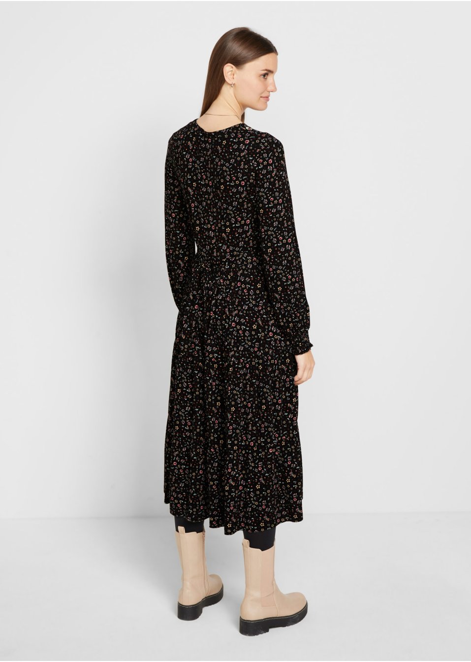 Robe en jersey midi en viscose, avec lien à nouer