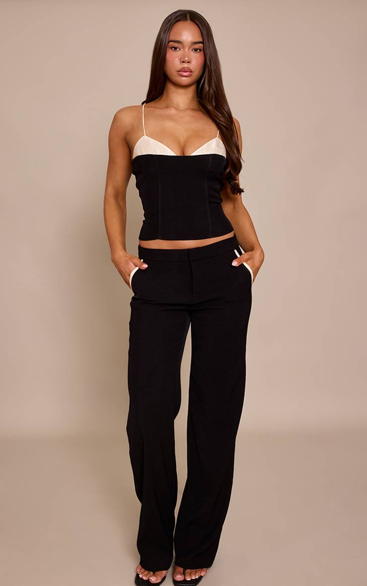 Noir Pantalon Large Tailleur Tissé