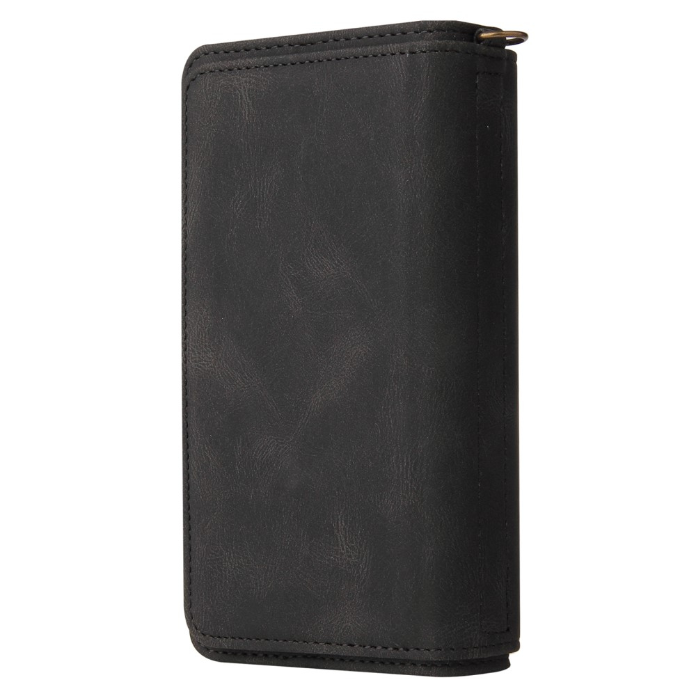 Samsung Galaxy S23 Ultra 5G Leder Wallet Etui Tasche mit 15 Kartenfächern   Münzfach - Schwarz