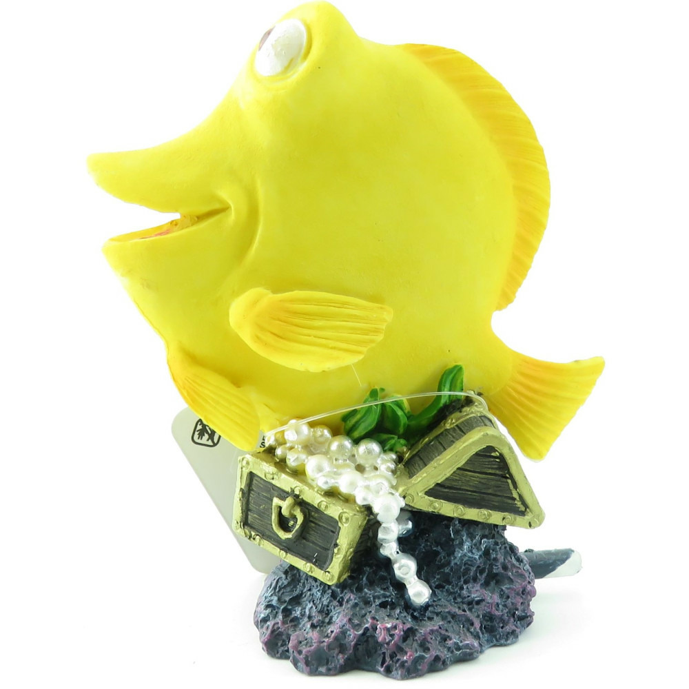 Leto poisson jaune. Taille 9 x 5 x 11 cm. Décoration aquarium.
