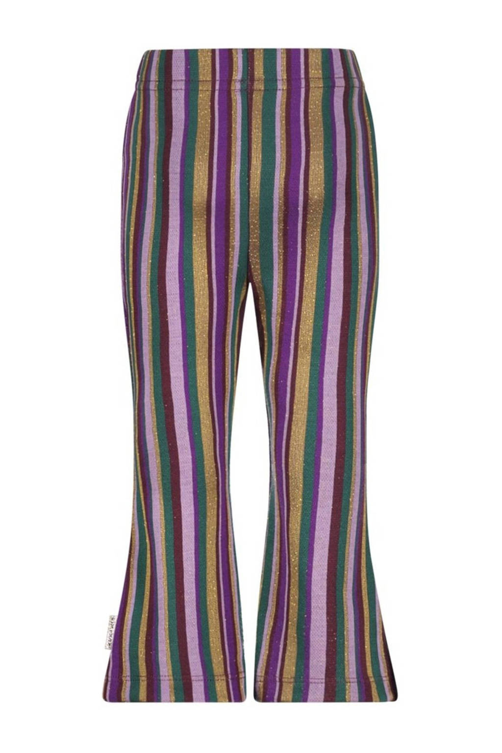B.Nosy baby gestreepte high waist flared broek Petra paars/multicolor