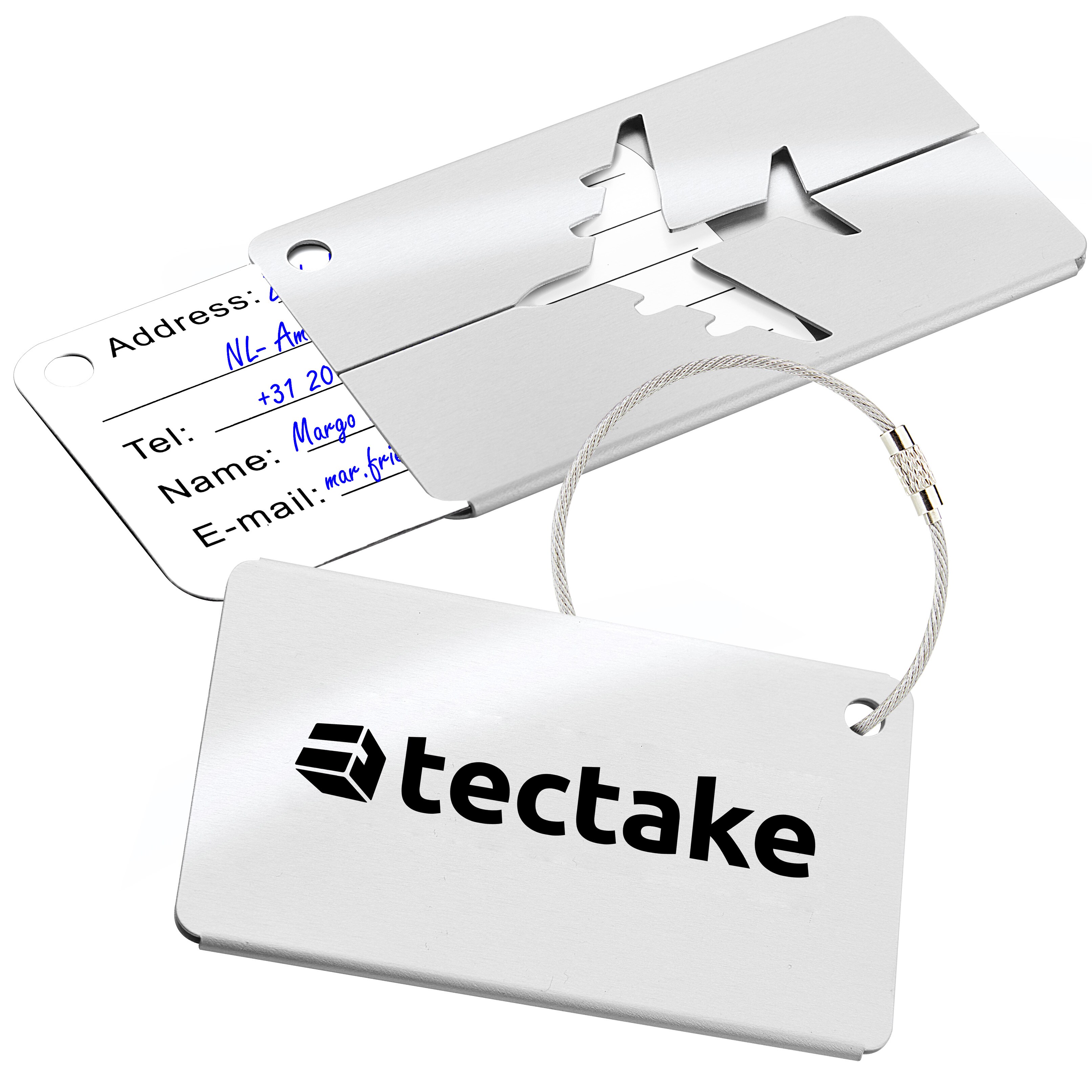 tectake® Hartschalenkoffer-Set, 4-teilig aus robustem ABS-Kunststoff inkl. Kofferwaage und -anhänger, 360° drehbare, abnehmbare Rollen, mit Sicherheits-Zahlenschloss