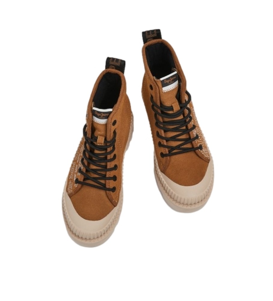 Botas de cano curto Pepe Jeans Ascot Soup em couro marrom