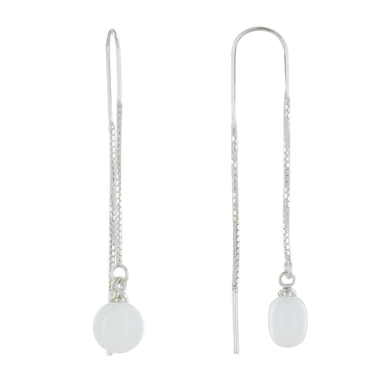 Boucles d'Oreilles Chainette Argent et Perle Céramique
