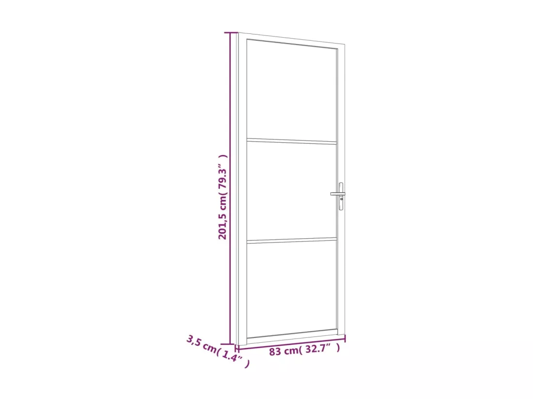 Porte intérieure 83x201,5 cm Blanc Verre mat et aluminium