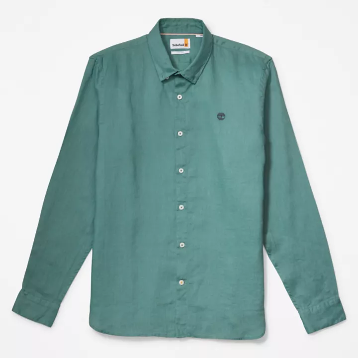 Chemise en lin Mill Brook pour homme en bleu sarcelle