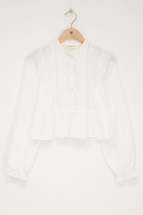 Witte blouse met pintucks & peplum