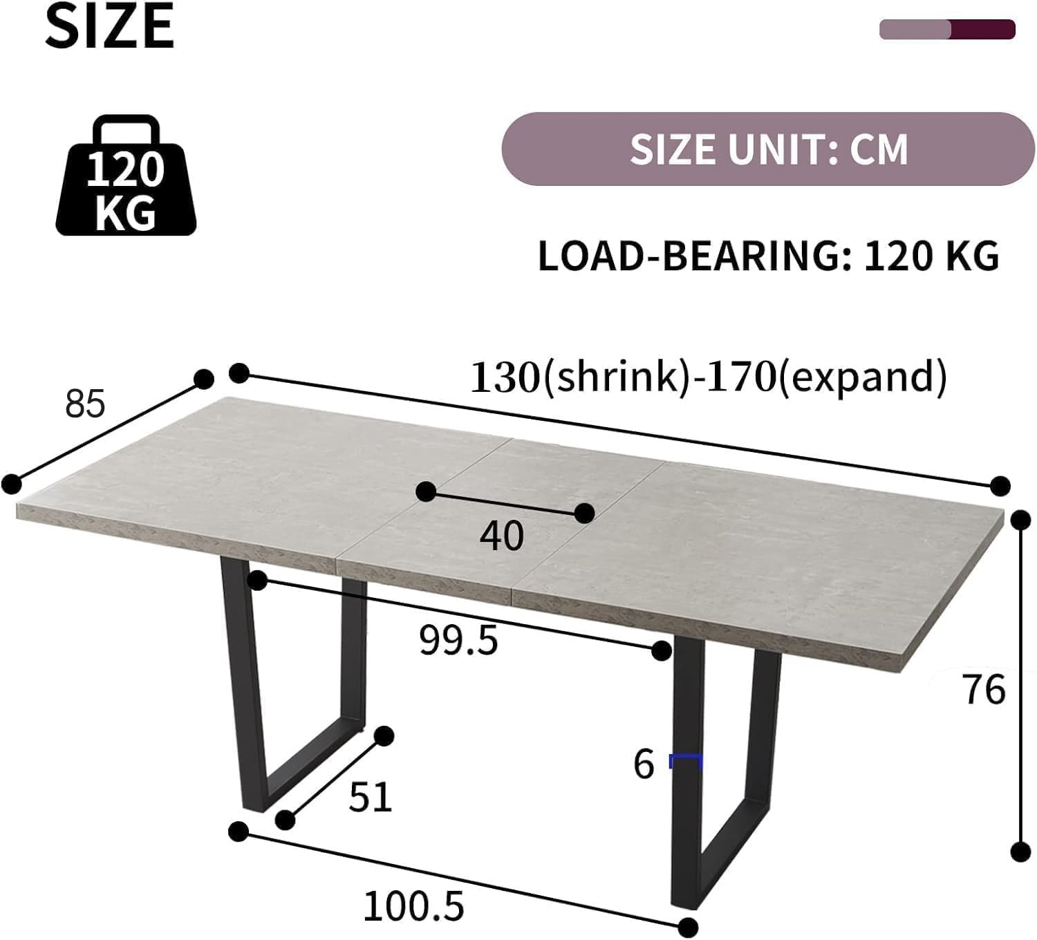 JIEXI Esstisch Mit 4-8 Stühlen Set, Esszimmertisch Ausziehbar, Tisch Esszimmer, Essgruppe Mit 4-8 Stühle, MDF-Platten Holztisch Geeignet Für Wohnzimmer, Küche(Tisch 130-170cm) OX7395306