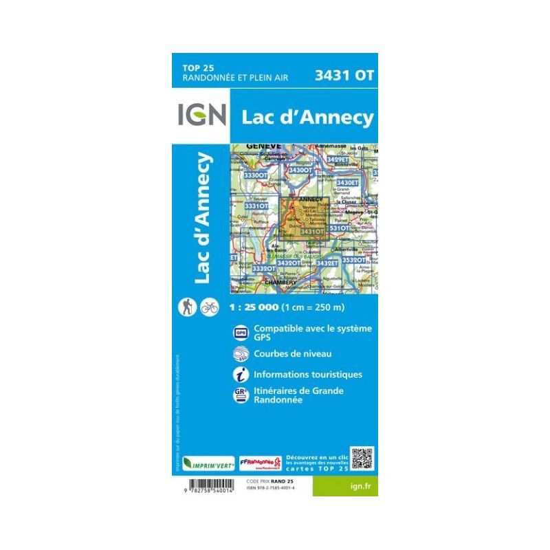 Lac d'Annecy - Carte topographique
