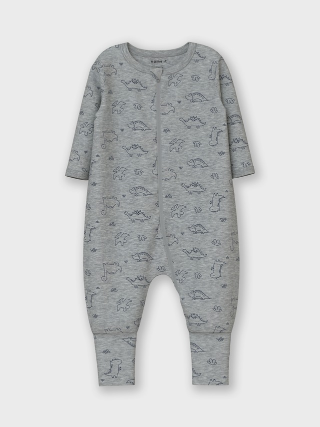 Name It Schlafanzug »NBMNIGHTSUIT 2P ZIP FF GREY DINO NOOS« Packung, 2 Stk. tlg., mit tollen Dino-Motiven