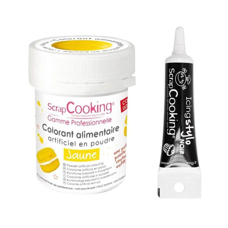 Colorant alimentaire Jaune + Stylo de glaçage noir Scrapcooking