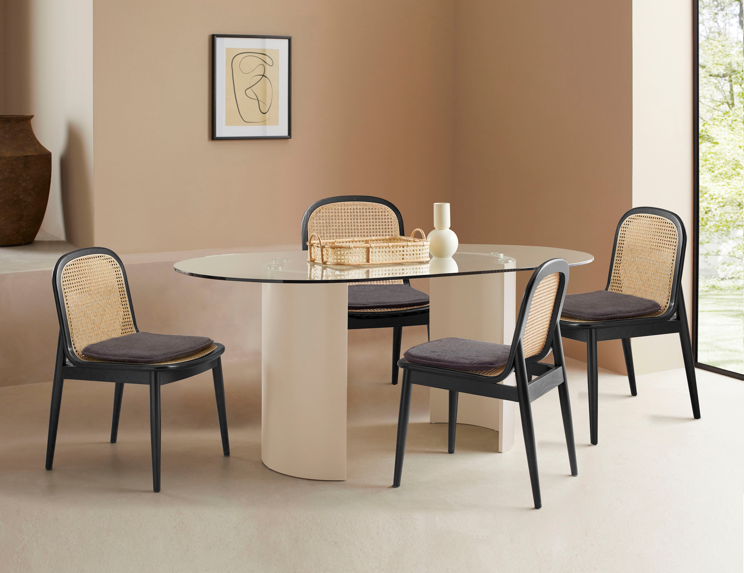 LeGer Home by Lena Gercke Esszimmerstuhl »Lina, 2er-Set, Massivholz« (Set) 2 Stk.Polsterstuhl mit Rahmen und Beinen aus massivem Eschenholz