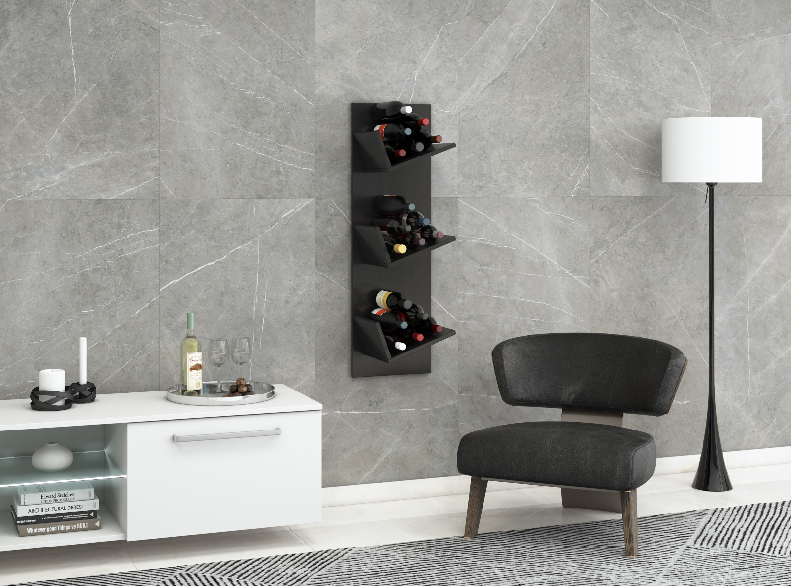 Weinregal VINOSI - schwarz - Holz