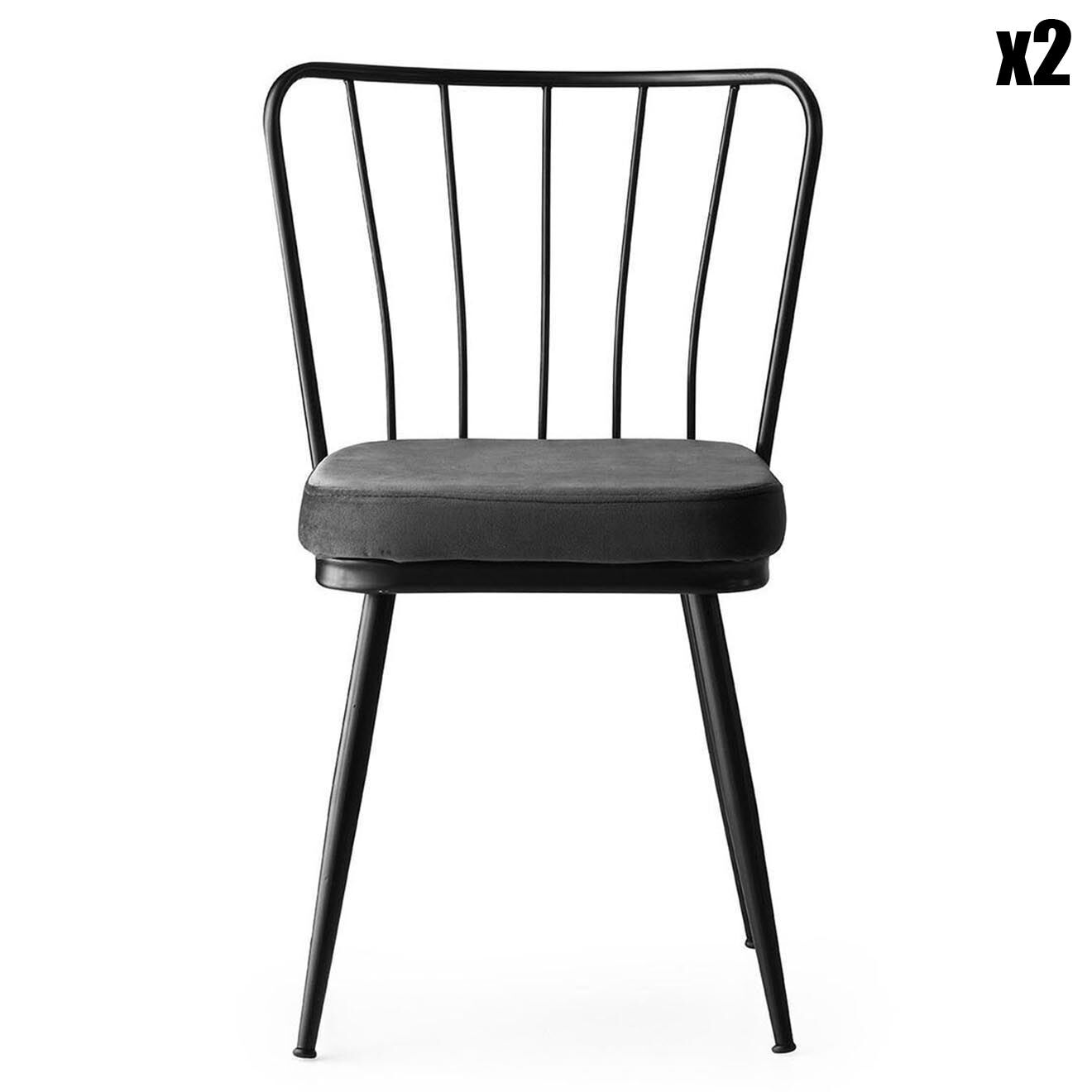 Homitis 2 Chaises Yildiz noires - 43x82x42 cm