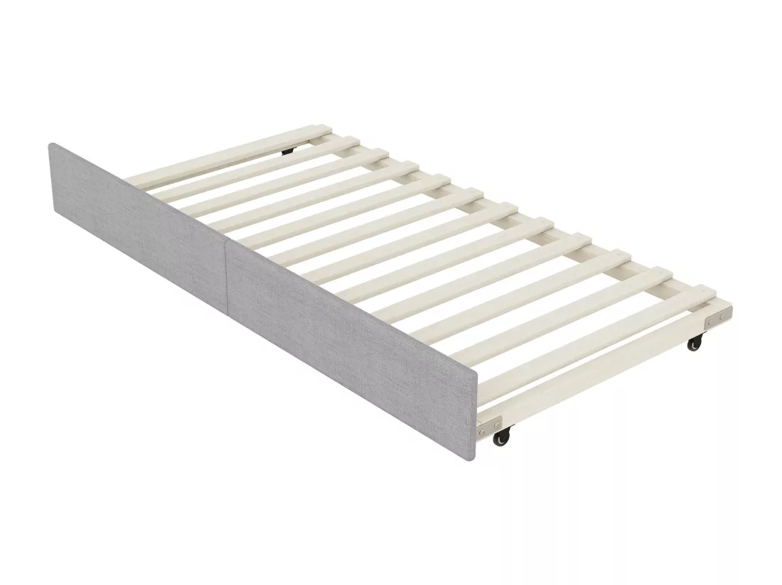 Lit banqueet avec lit gigogne 90x190/200cm - en tissu lin - Gris