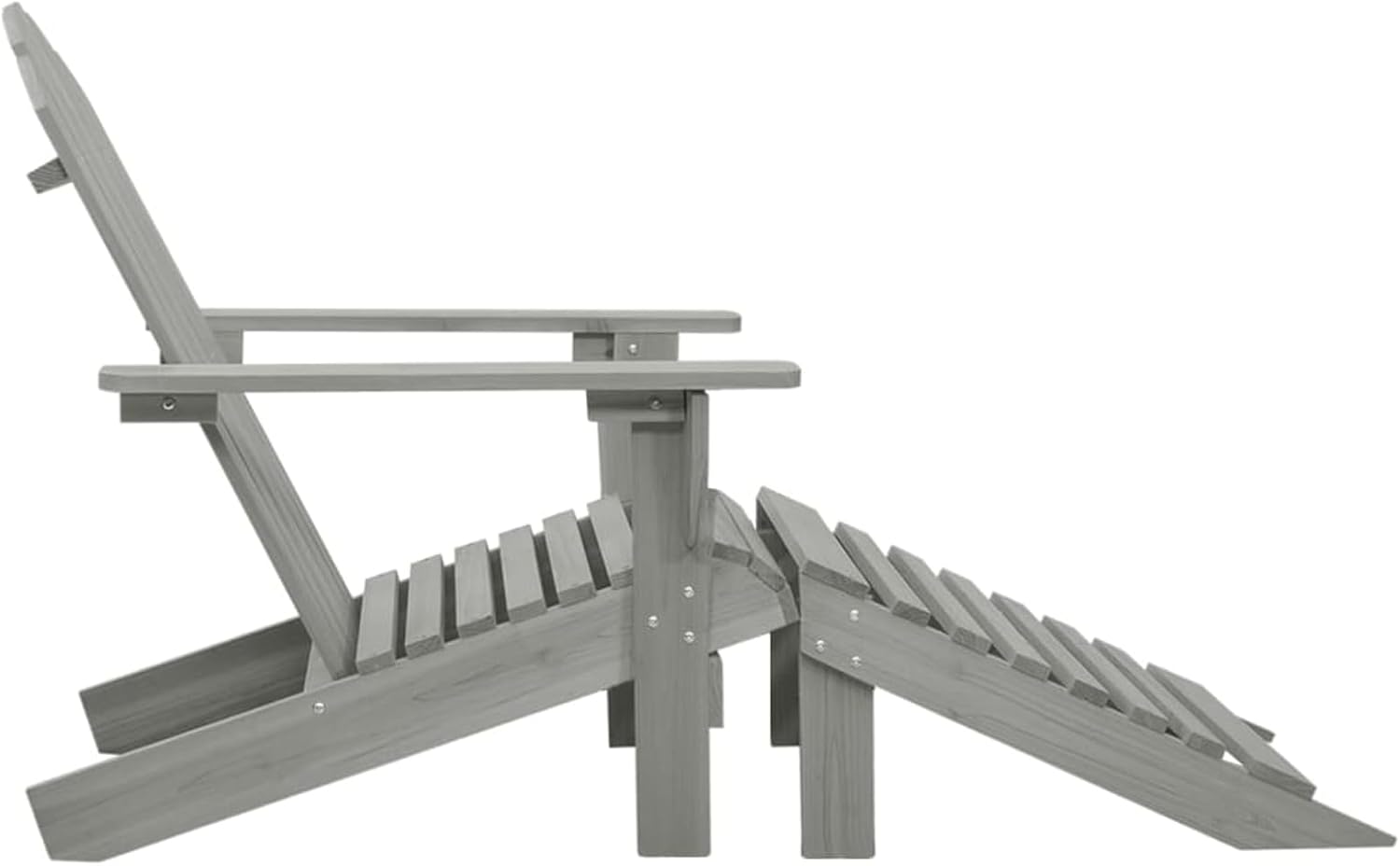 Gecheer Gartensessel mit Fußstütze Holz Grau, Gartenmöbel Stapelstuhl Balkonstühle für Outdoor Garten Café Camping45700