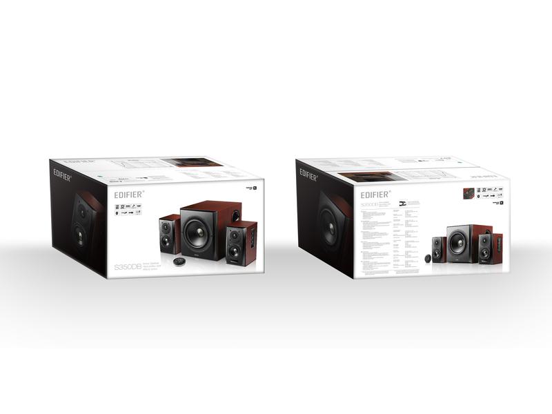 Edifier Regallautsprecher Paar S350DB mit Subwoofer Braun Aktive 2.1 Lautsprecher mit Subwoofer und Bluetooth