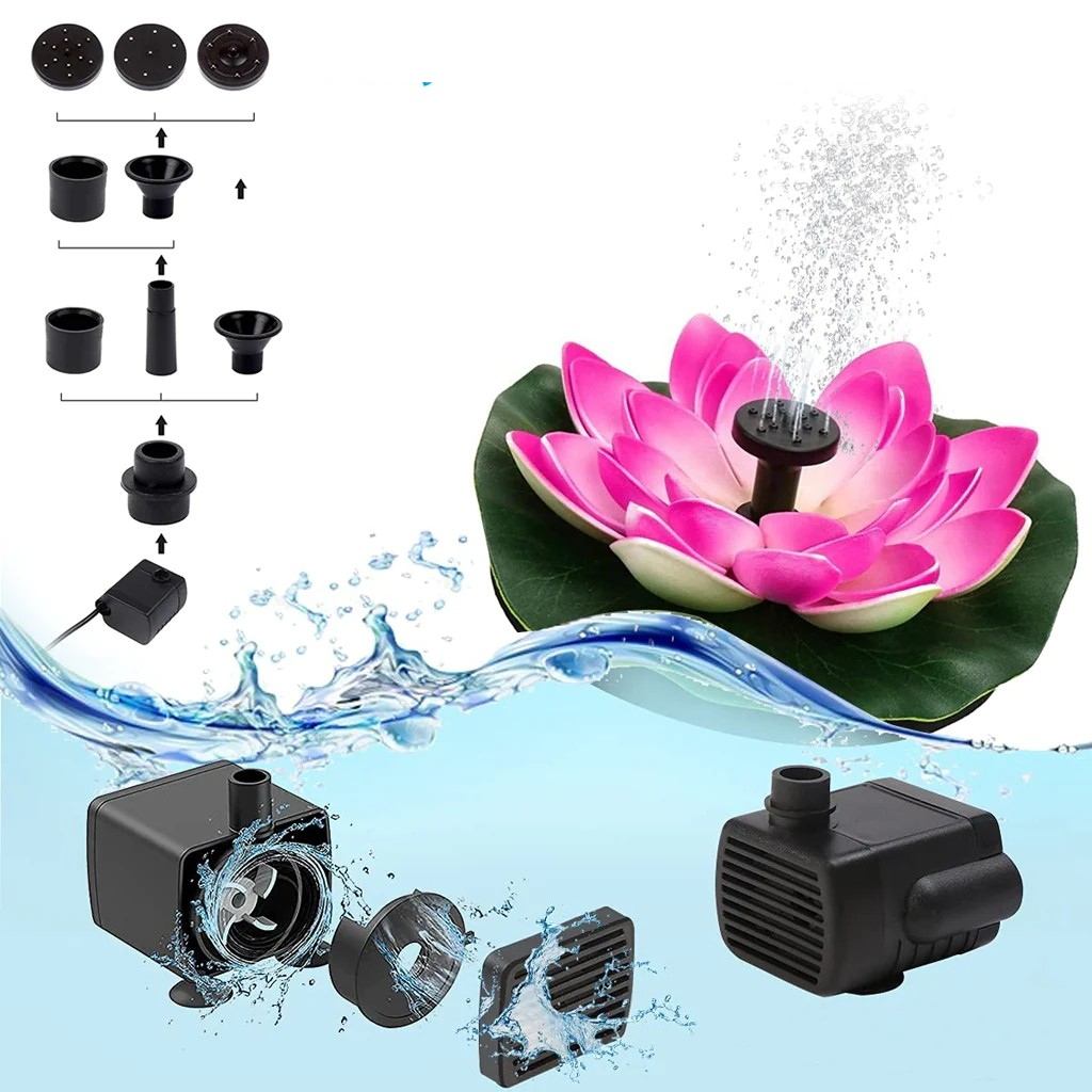 (Ø17.5cm) Schwimmende Solar Seerose Springbrunnen Deko Gartenteich Fontäne - Pink